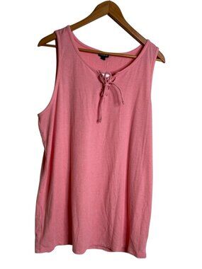 NWT Torrid Women's Scoop Neck Mineral Wash Lace Up Rib Tank Top Pink Sz 4X